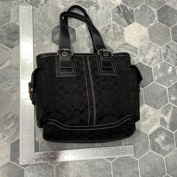 REHAB‎ Coach Black Monogram Handbag with Corner Rubs and Piping Exposure - Picture 12 of 13